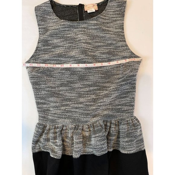 Love...Ady Womens Striped Tulip Fit & Flare Mini Dress Back Zip Gray Black SZ L - Picture 4 of 7